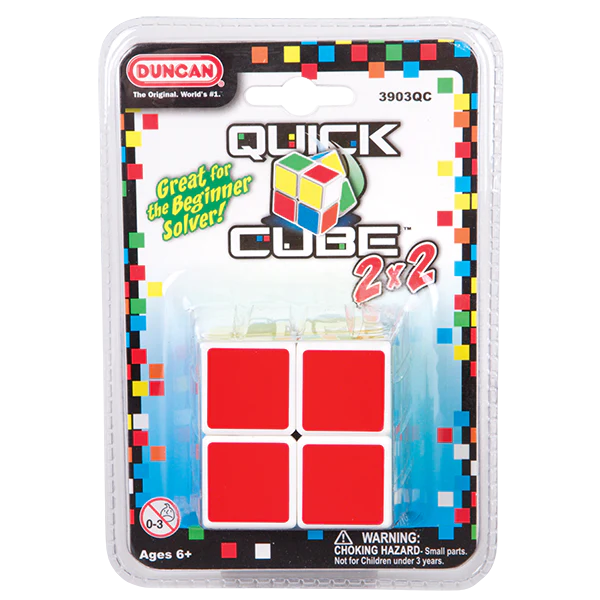 Packaging of a 2x2 Rubik's Cube toy with colorful design and text.