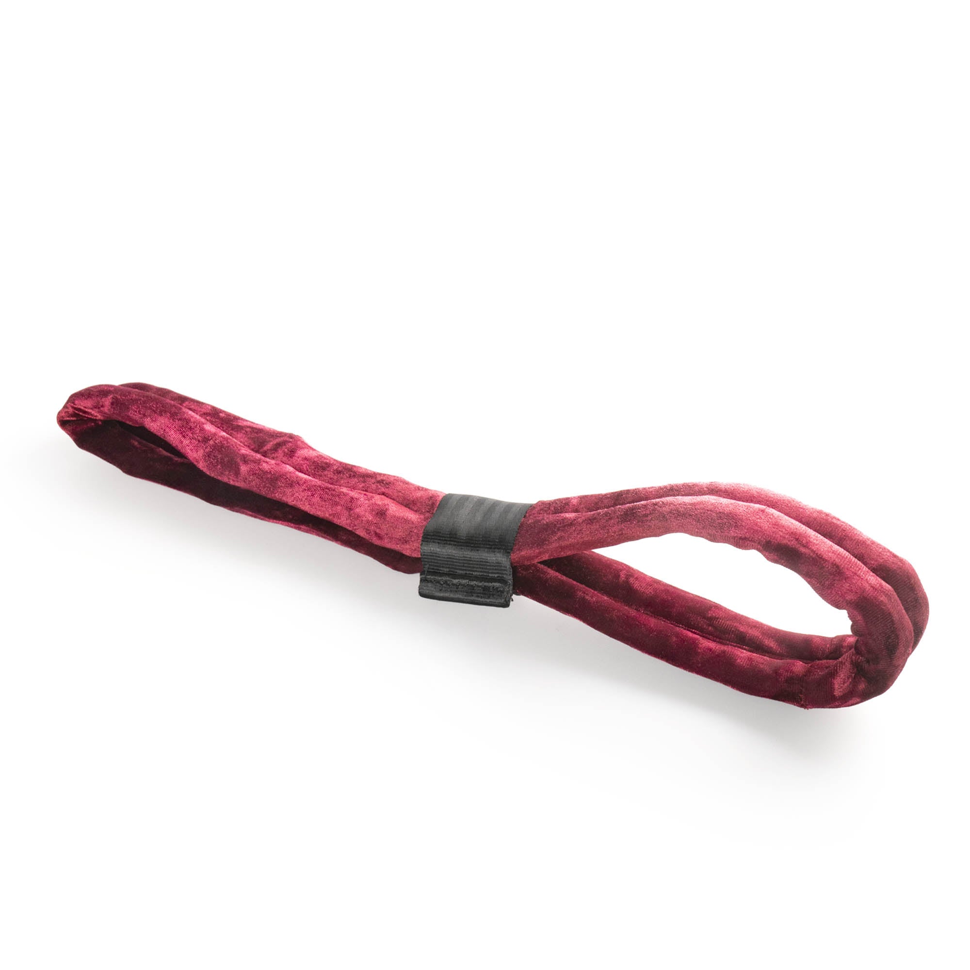 Burgundy velvet hand loop diagonal open