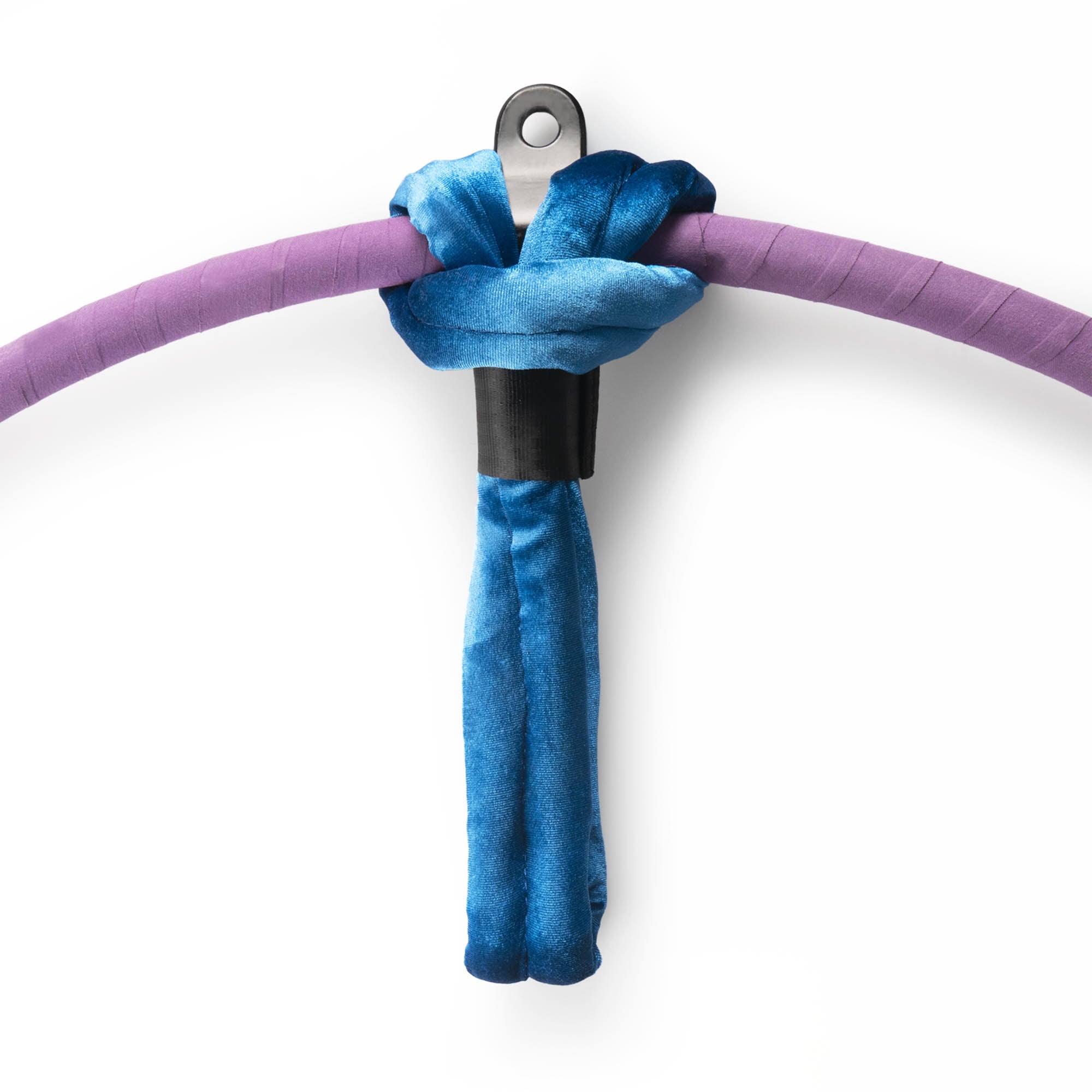 Marine velvet hand loop attached to a one point aerial hoop