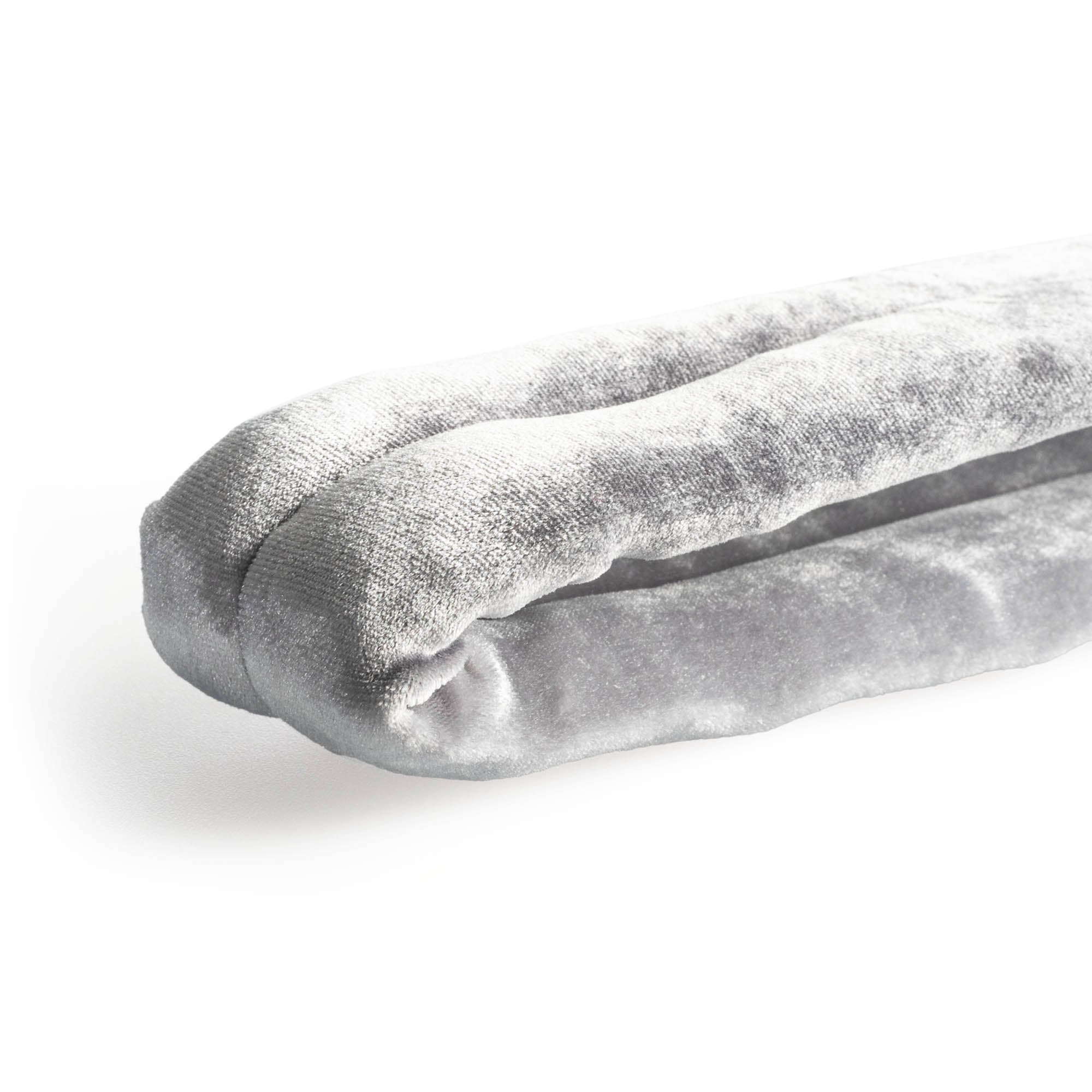 Silver velvet hand loop close up texture flat