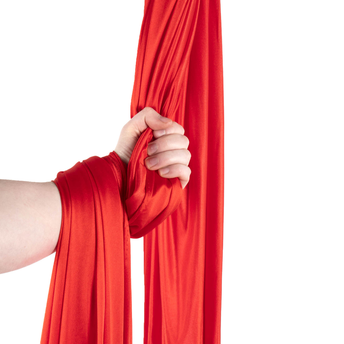 Red hammock in hand