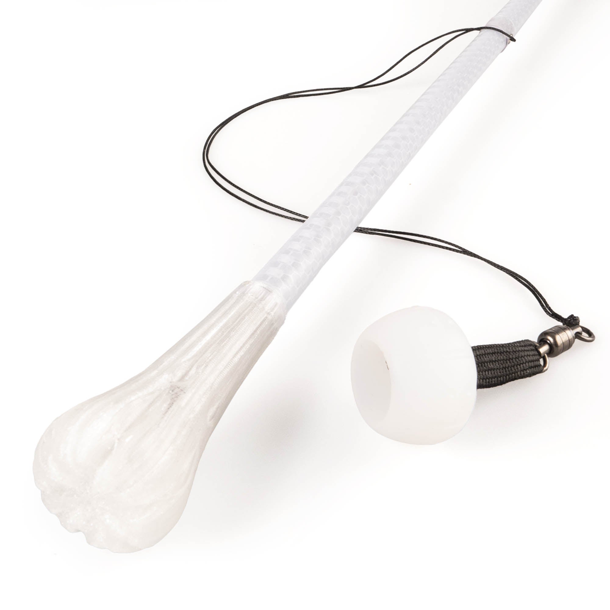 White allium wand, close up with handle and string