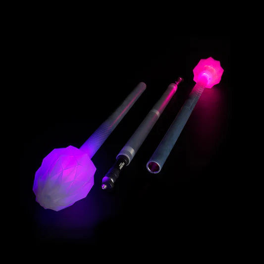 LED ends with colourful lights on a black background