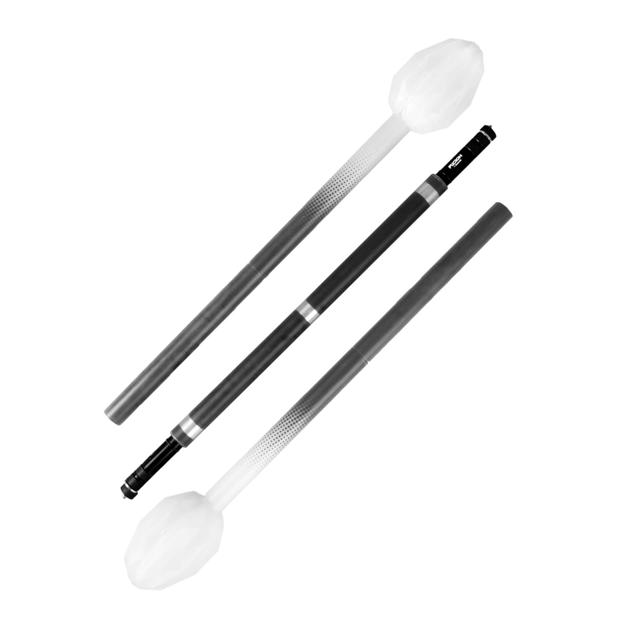 Three part LED glow staff on white background
