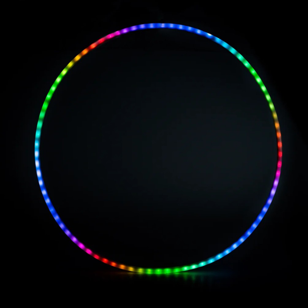 Colorful LED hoop on a black background