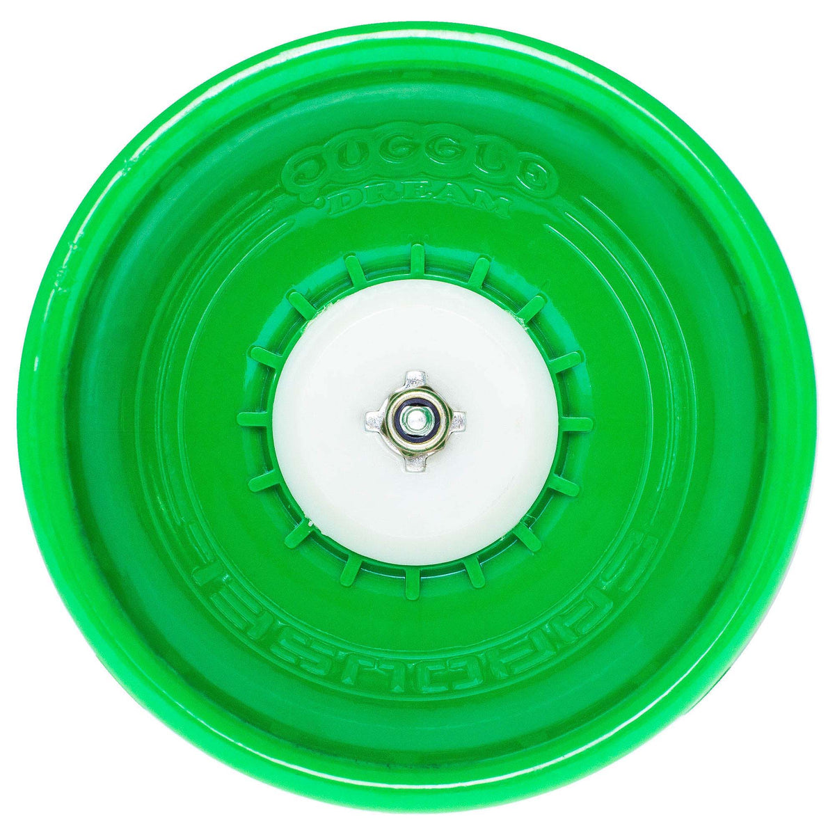 Juggle dream carousel in green laying straight on