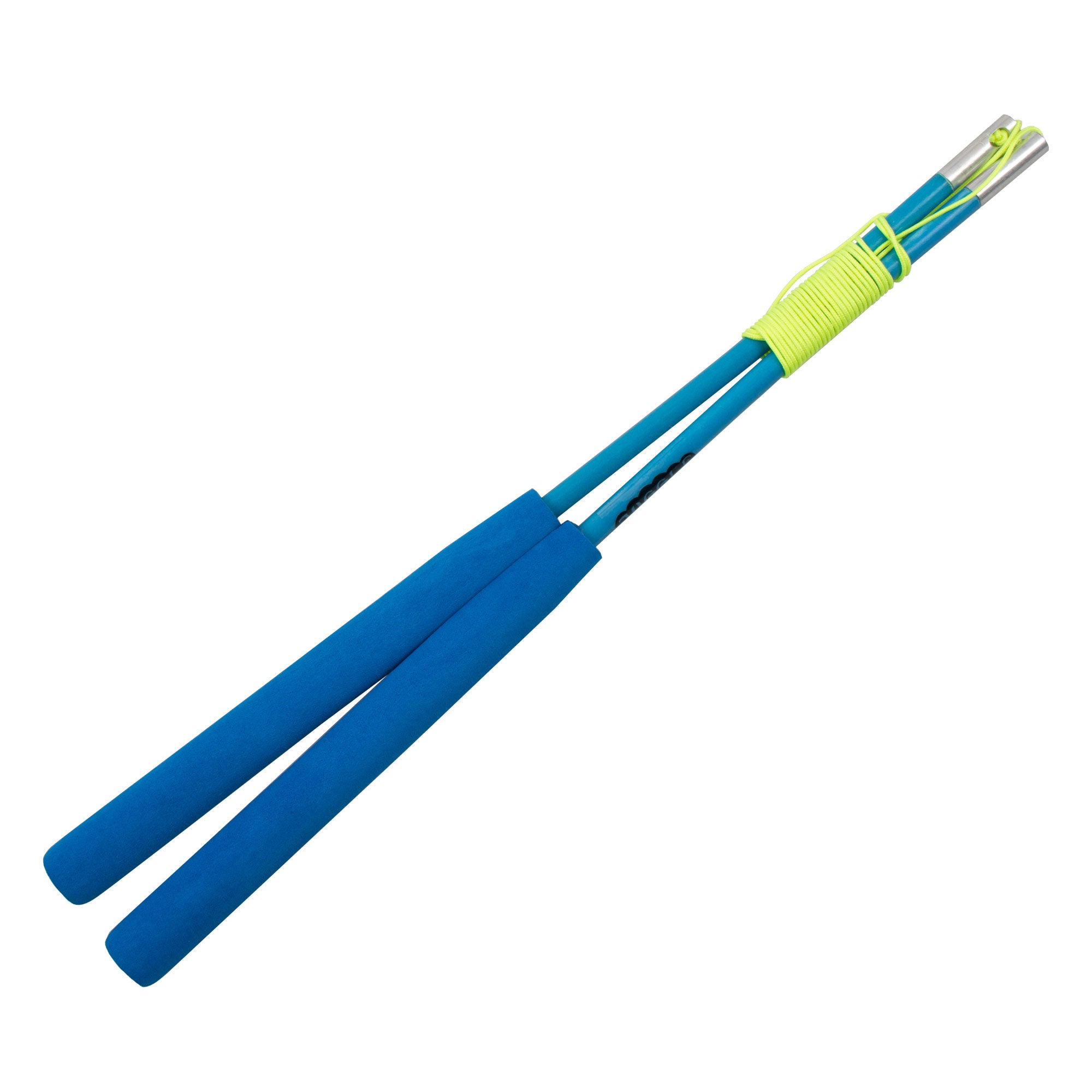 Blue handsticks on white background