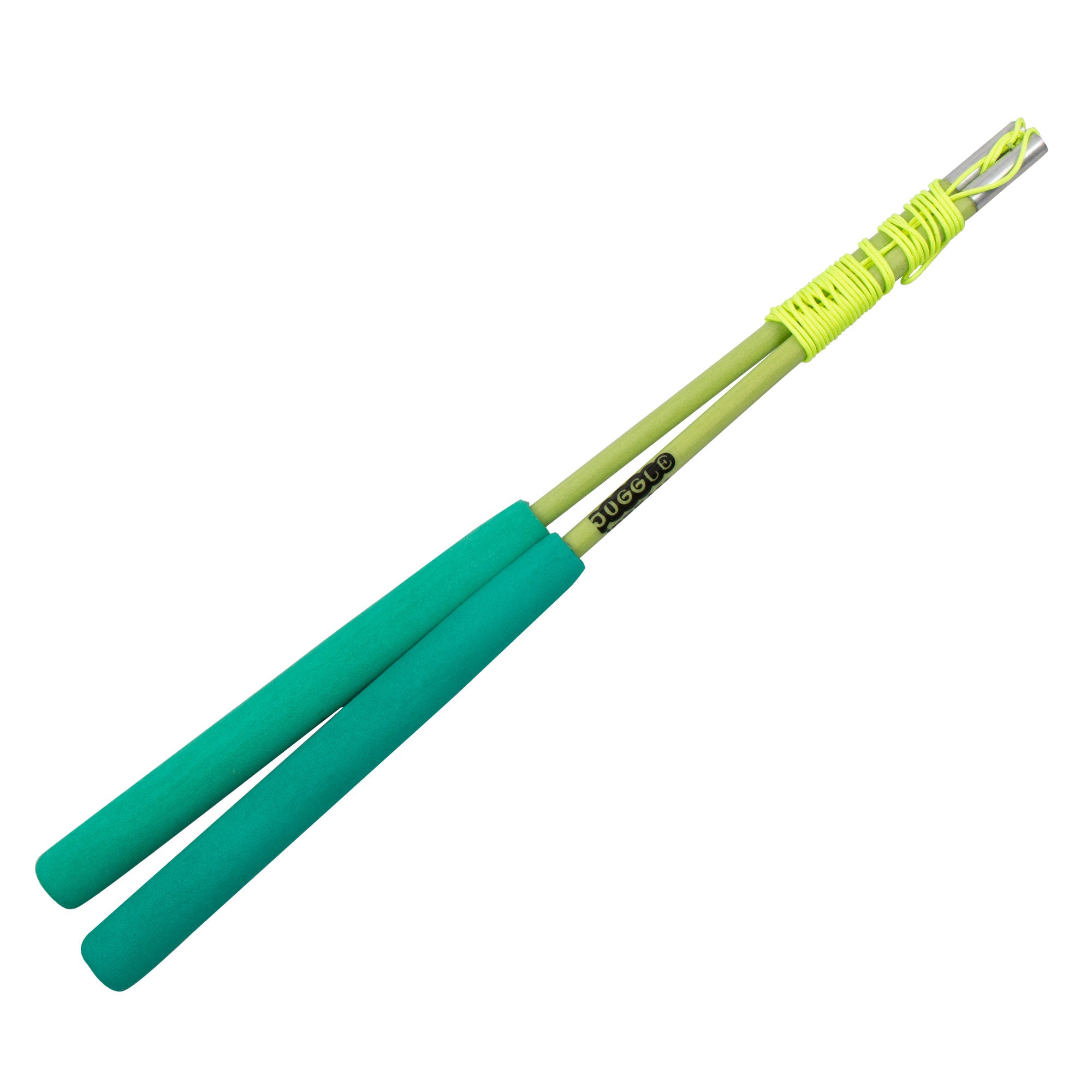 Green handsticks on white background