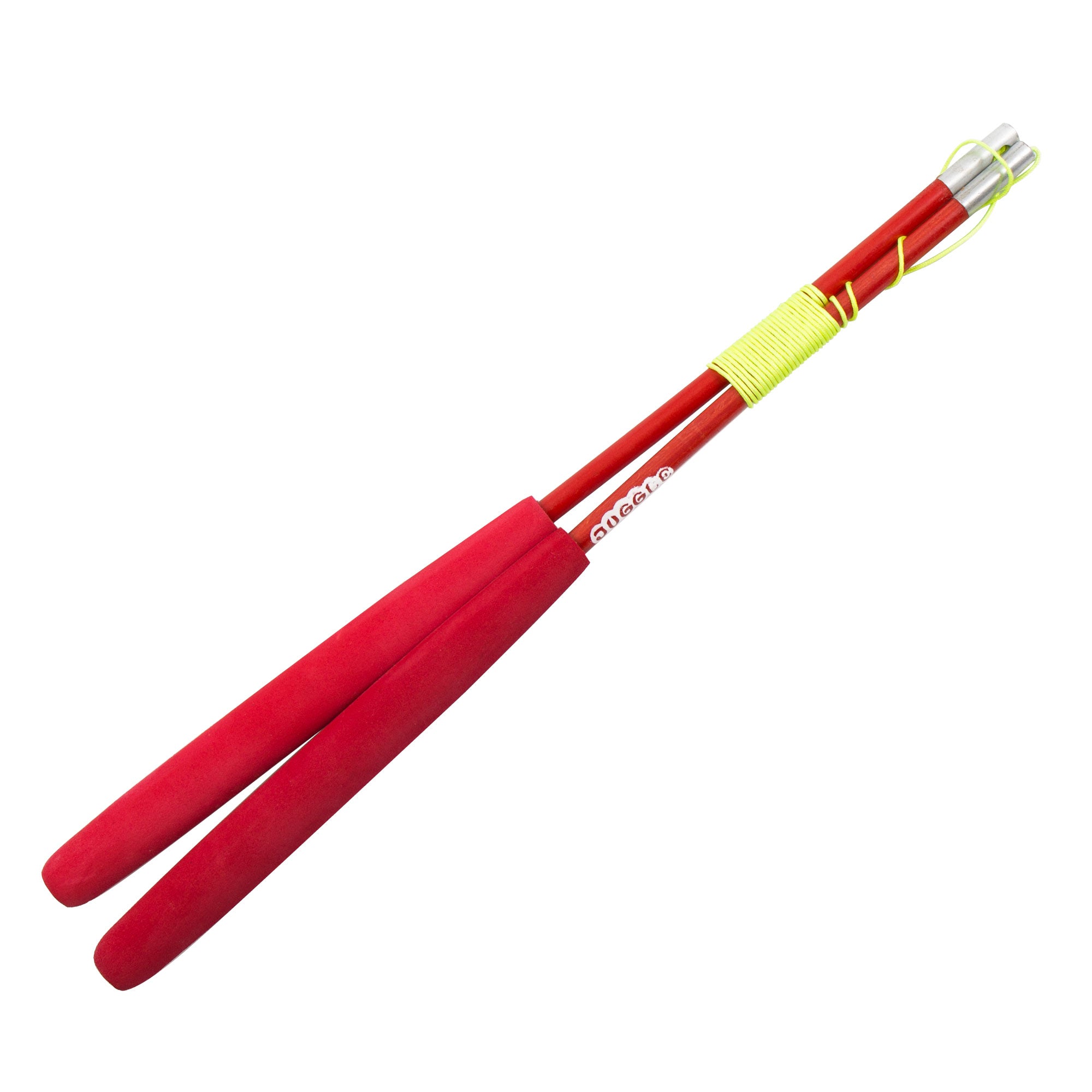 Red handsticks on white background