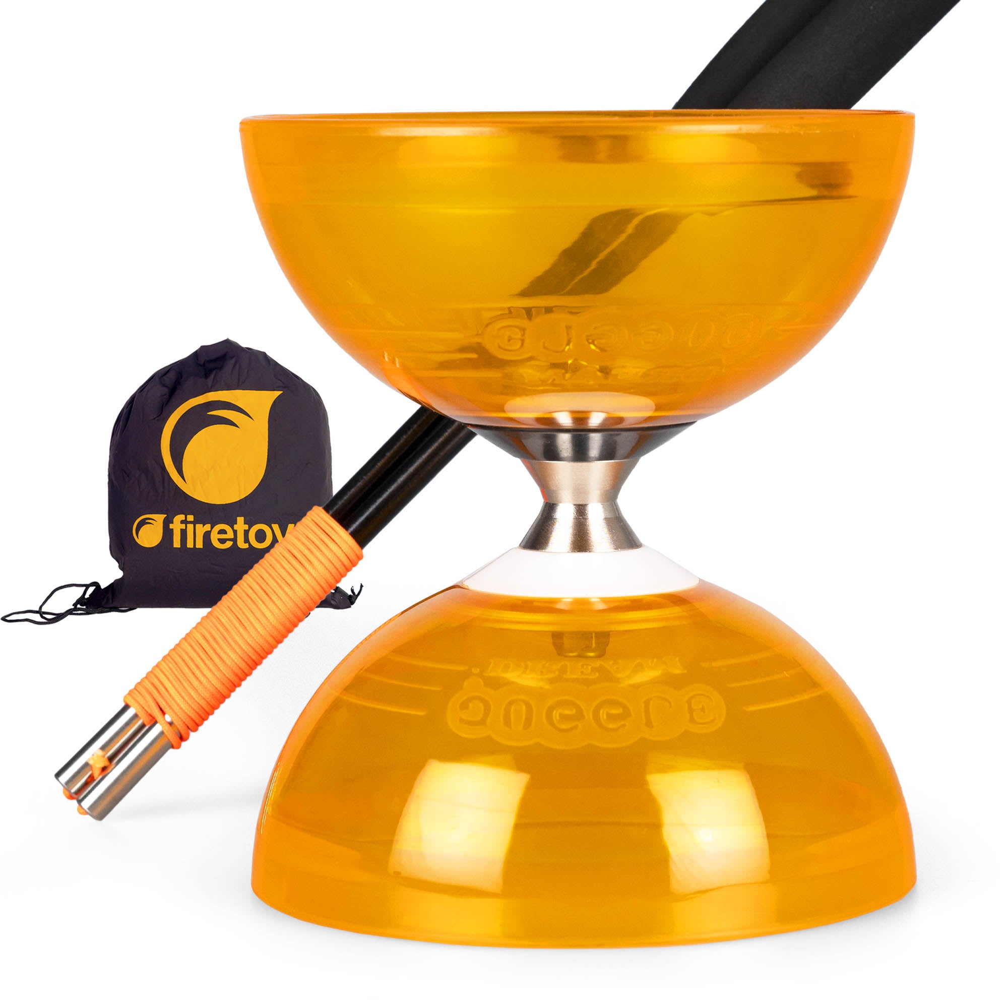 orange diabolo with handsticks and bag