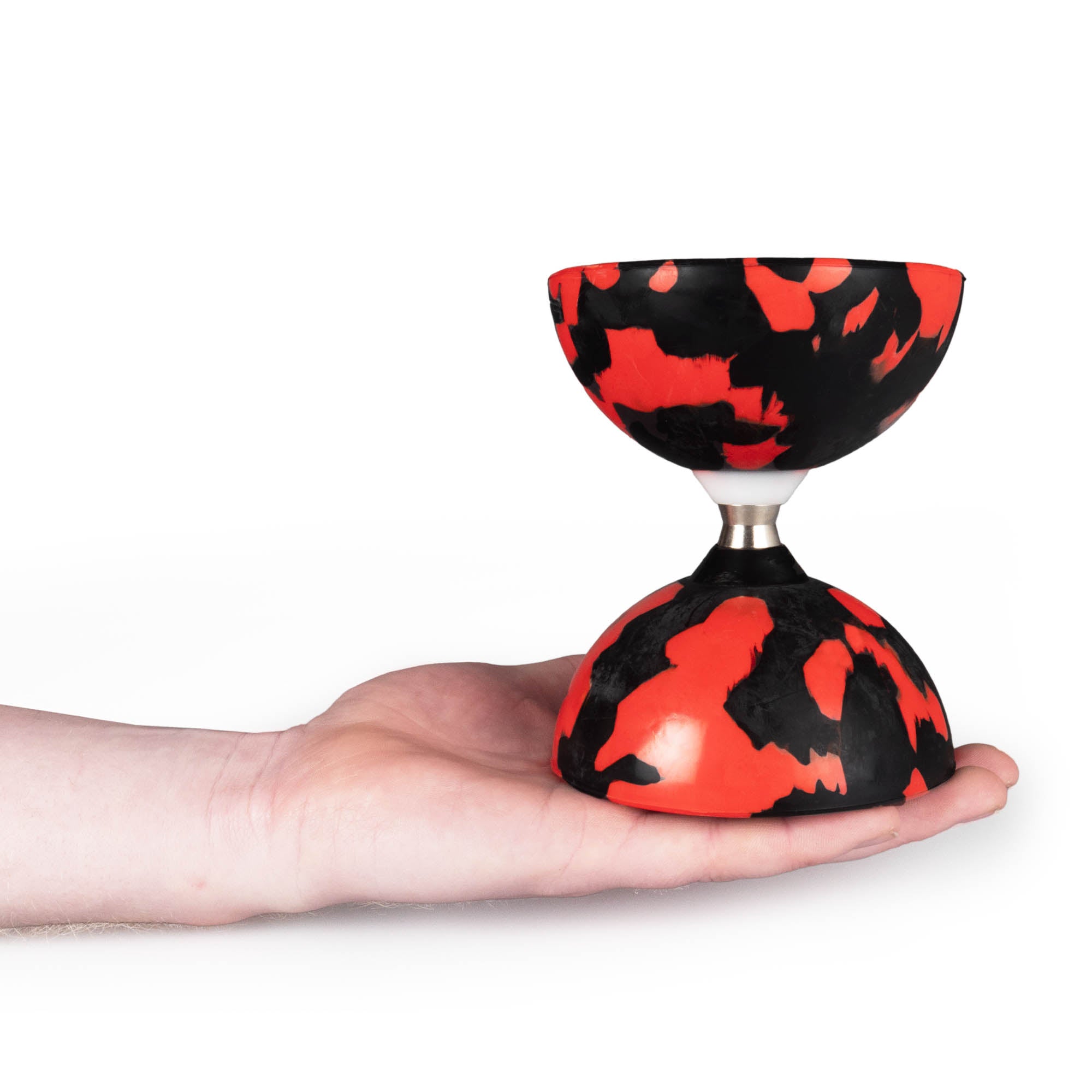 Red and black diabolo in hand