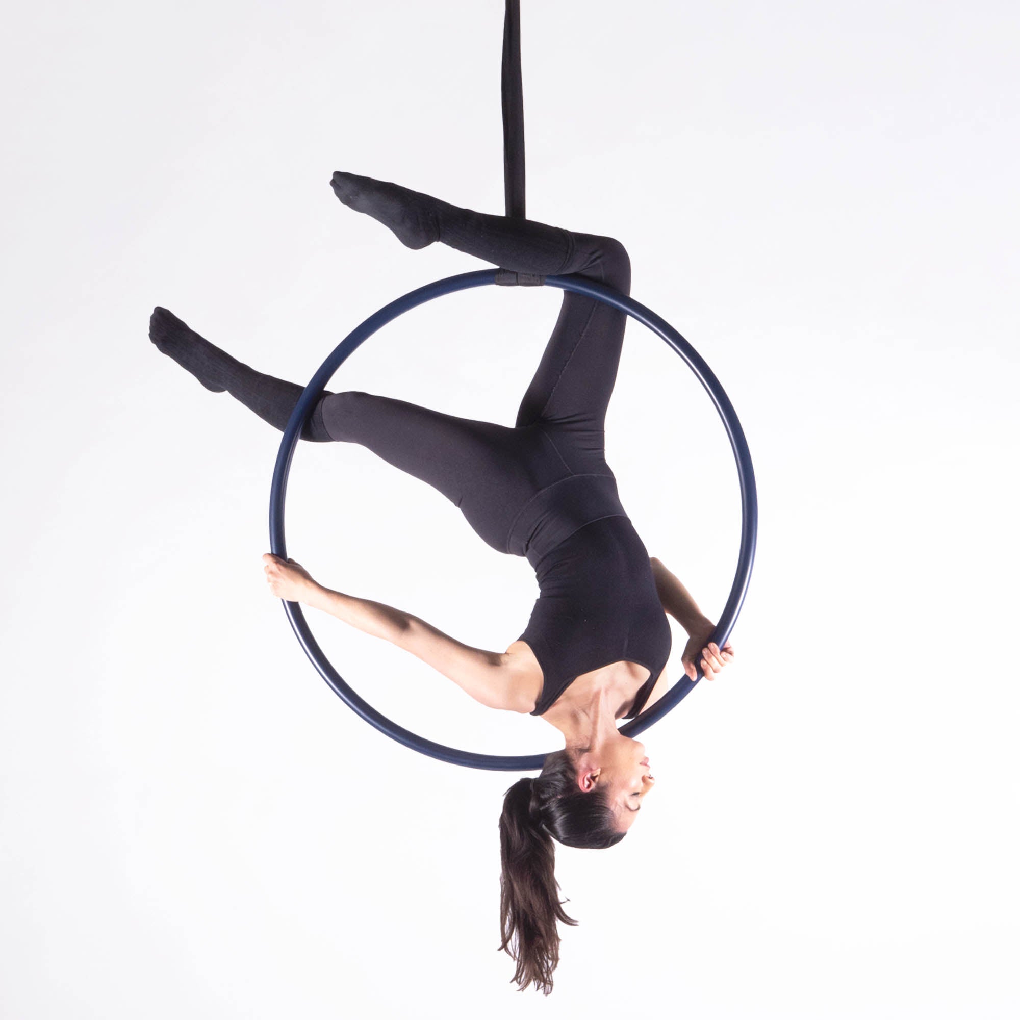 Performer on midnight blue hoop