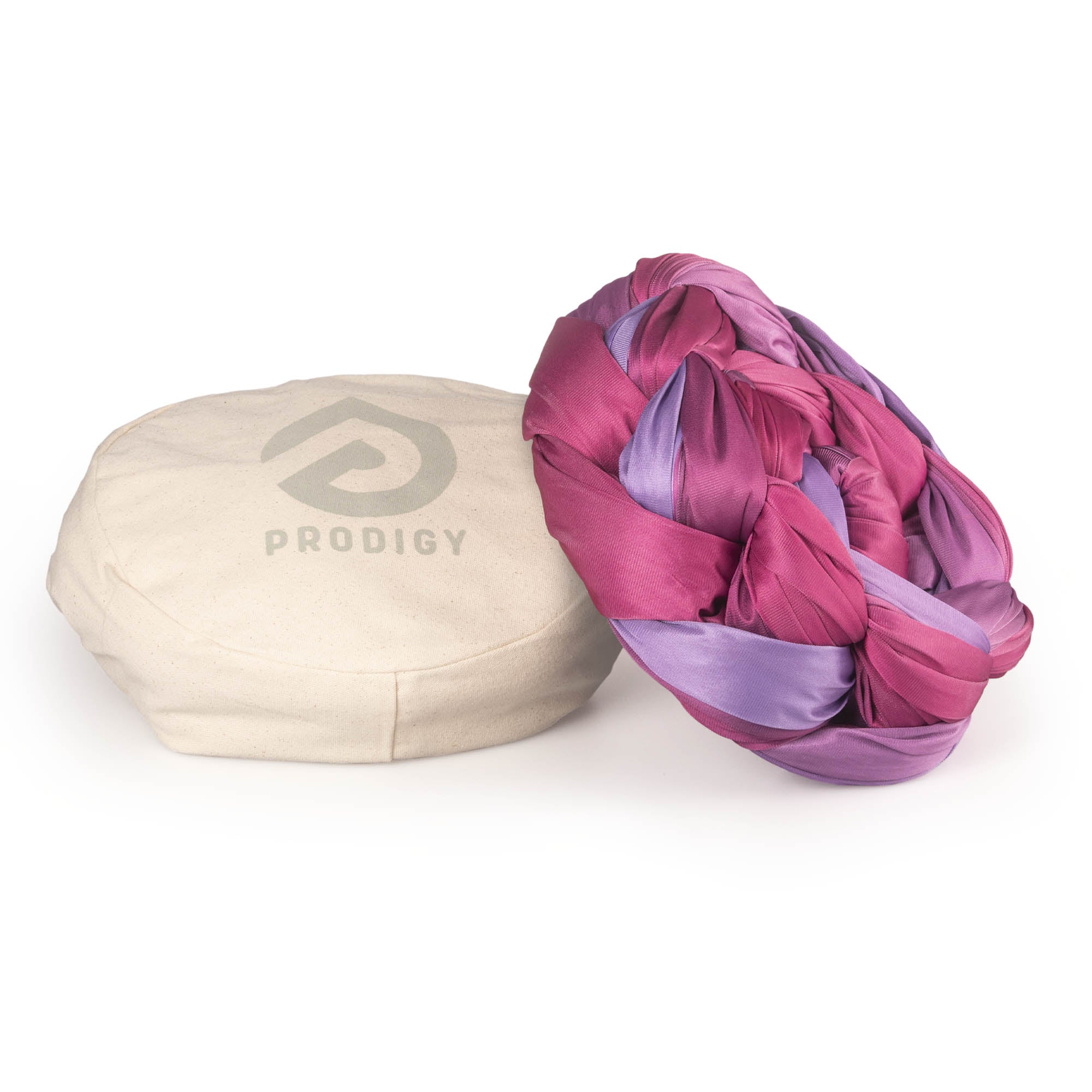 Purple ombre silk resting on eco bag