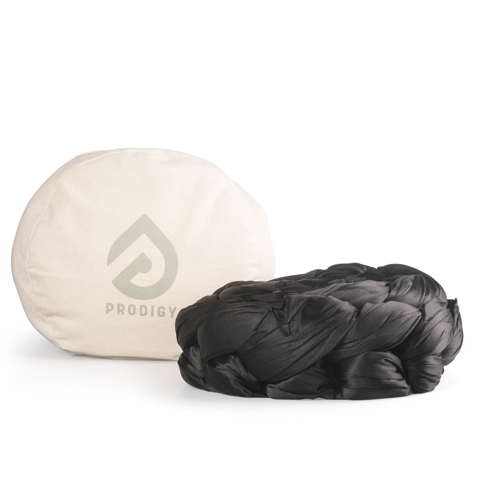 Black aerial silk in front of eco bag