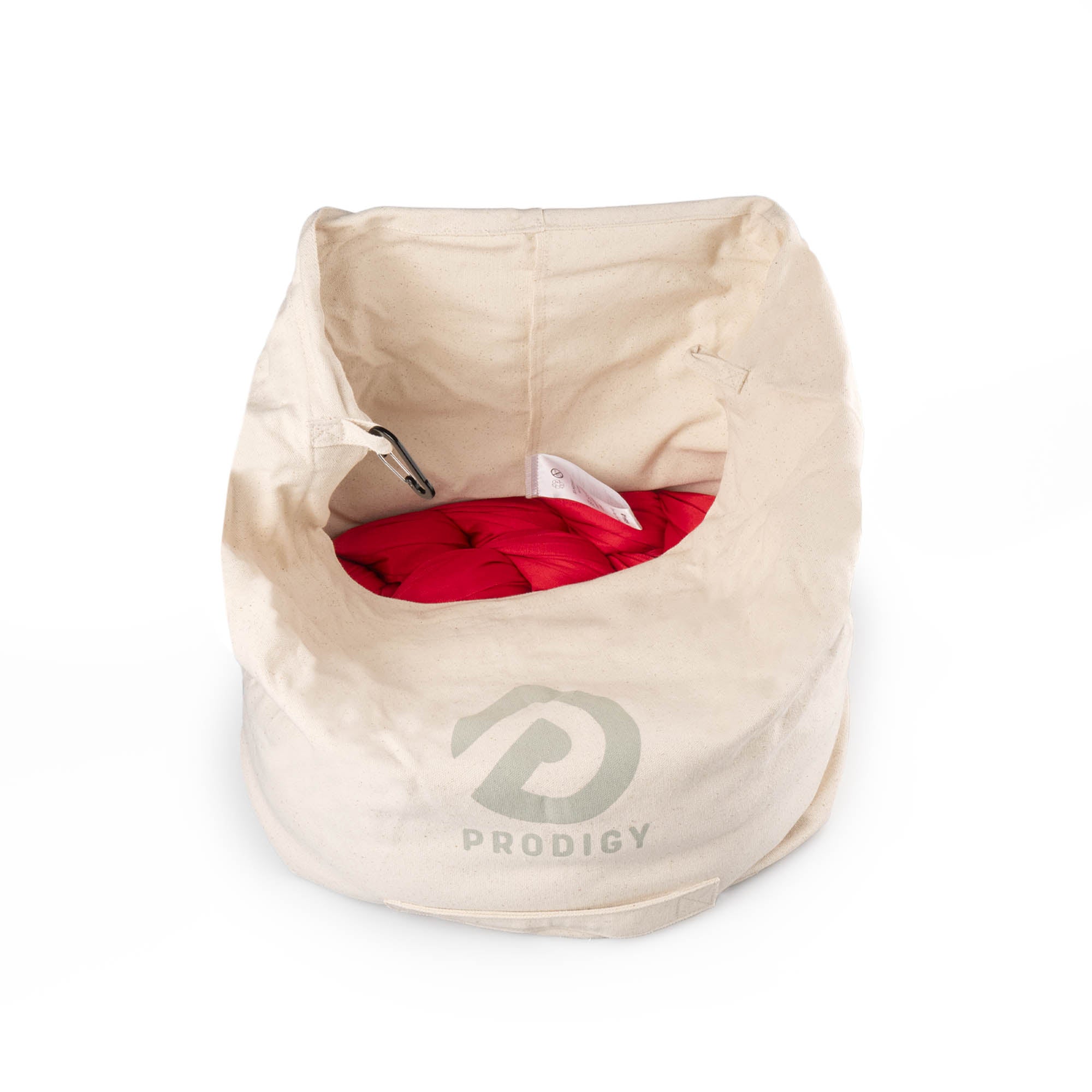 Red aerial silk in eco bag