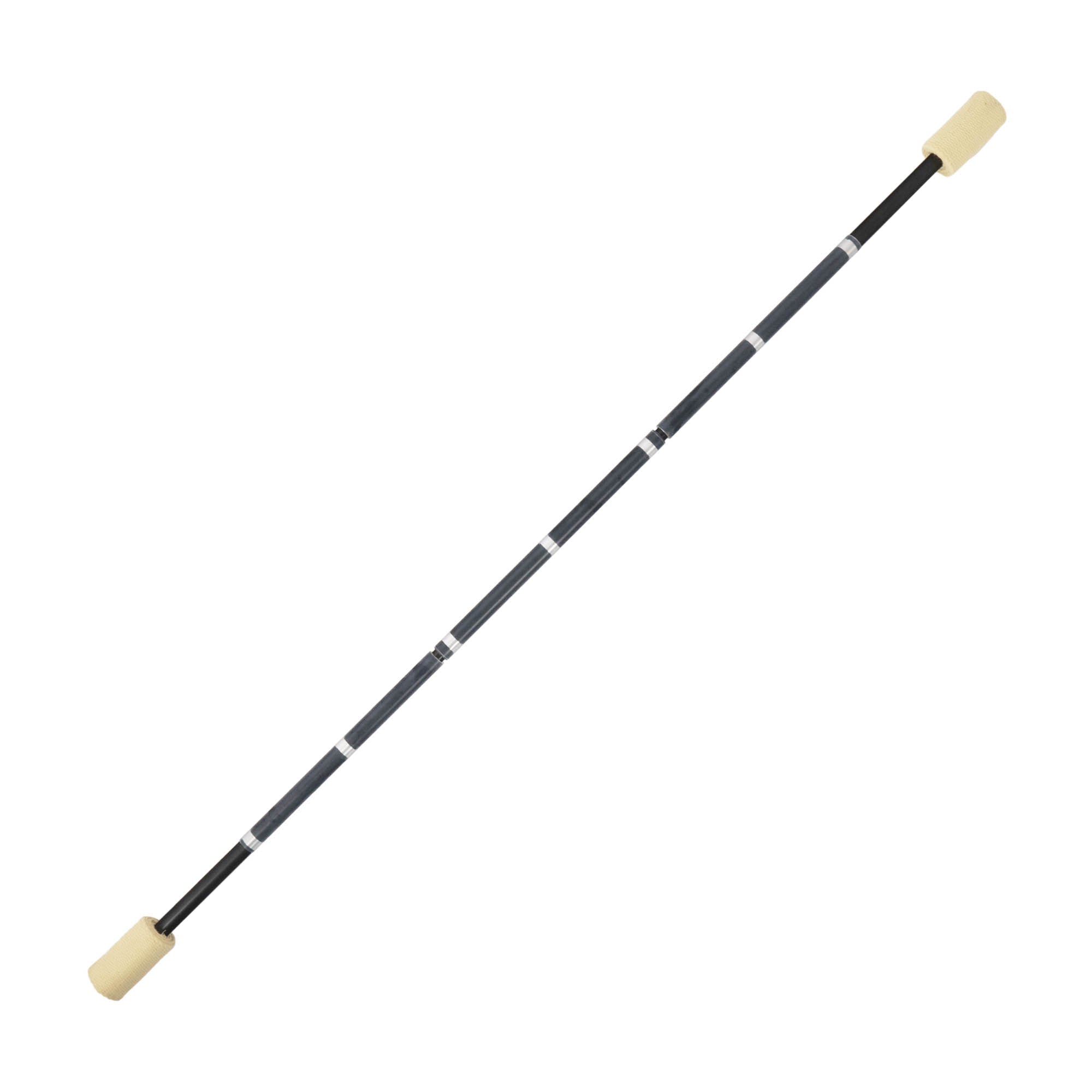 Full length three-part contact fire staff with black tubing and silicone grip.
