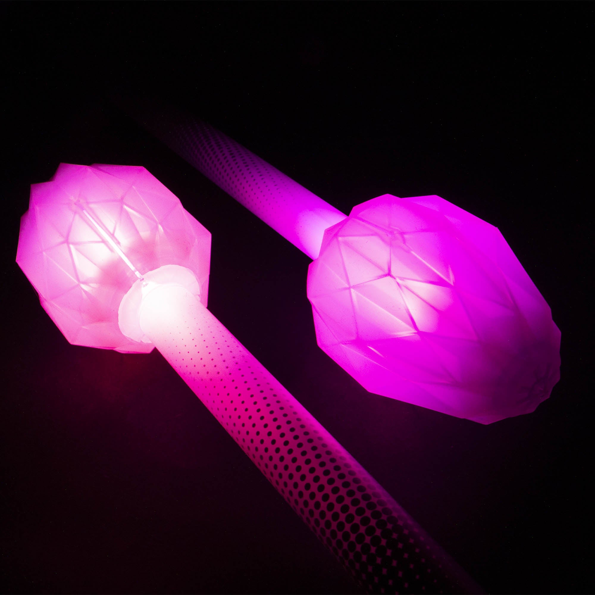 Pink LED ends on a black background