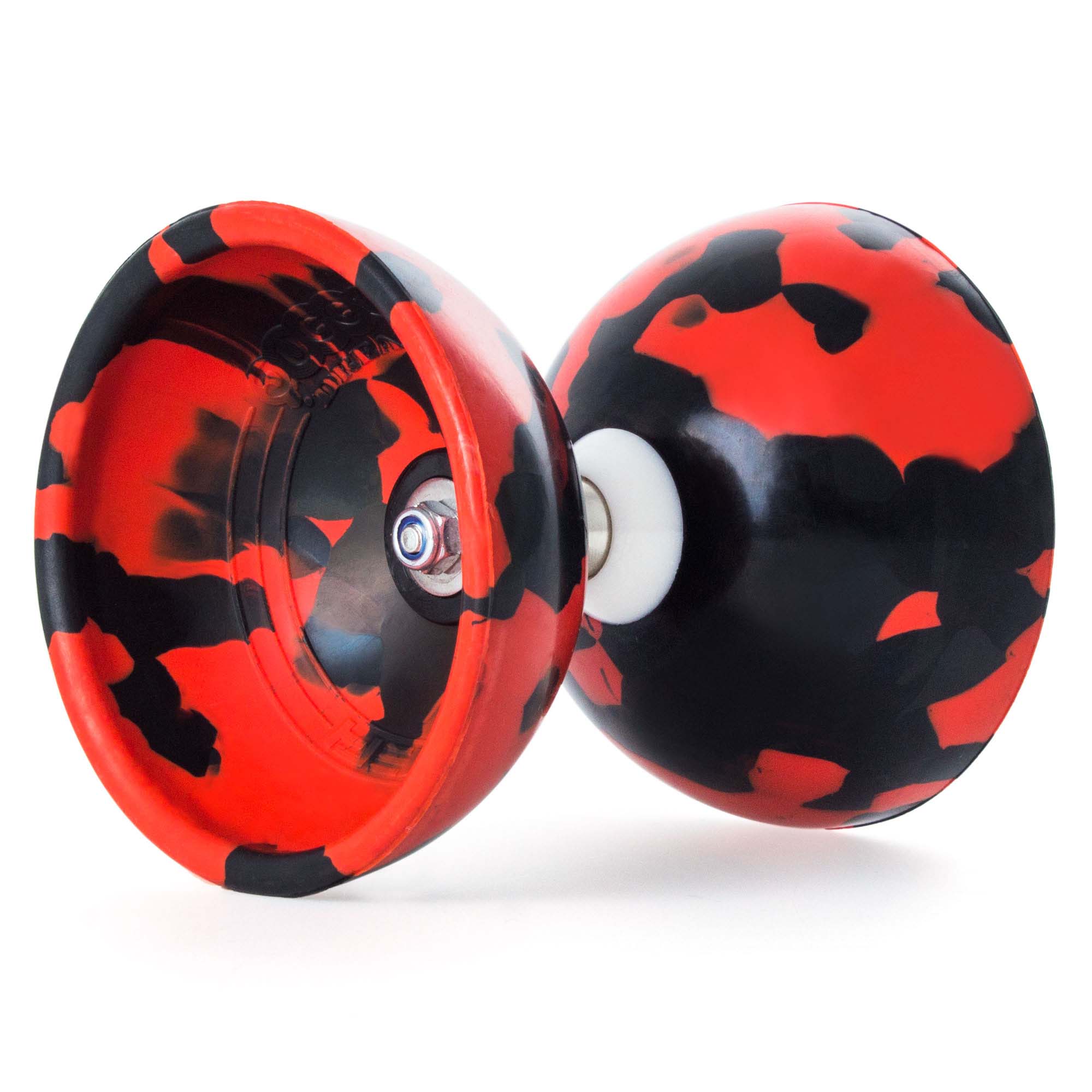 red and black diabolo on its side