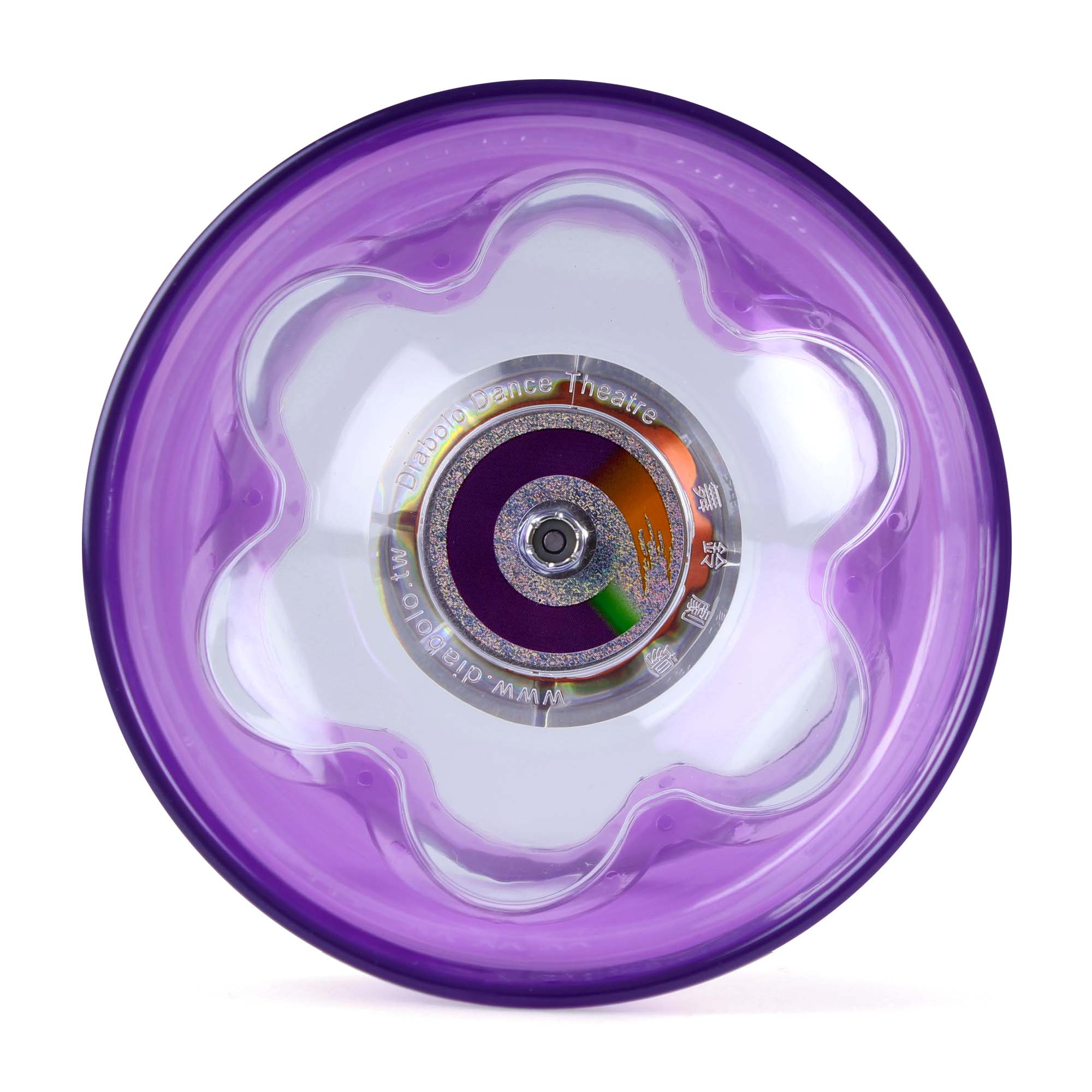 Top view of purple hyperspin diabolo