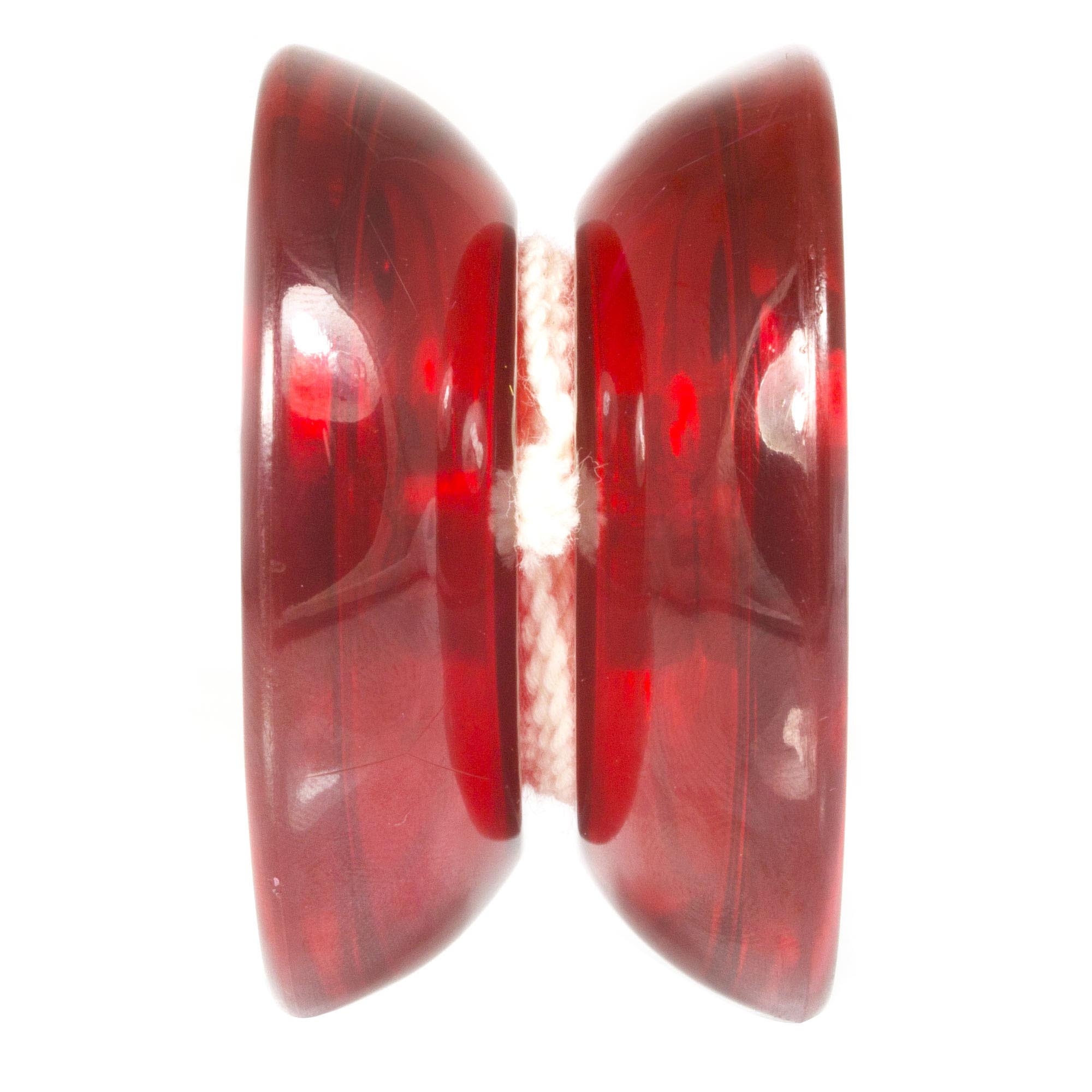 Side view of red yoyo