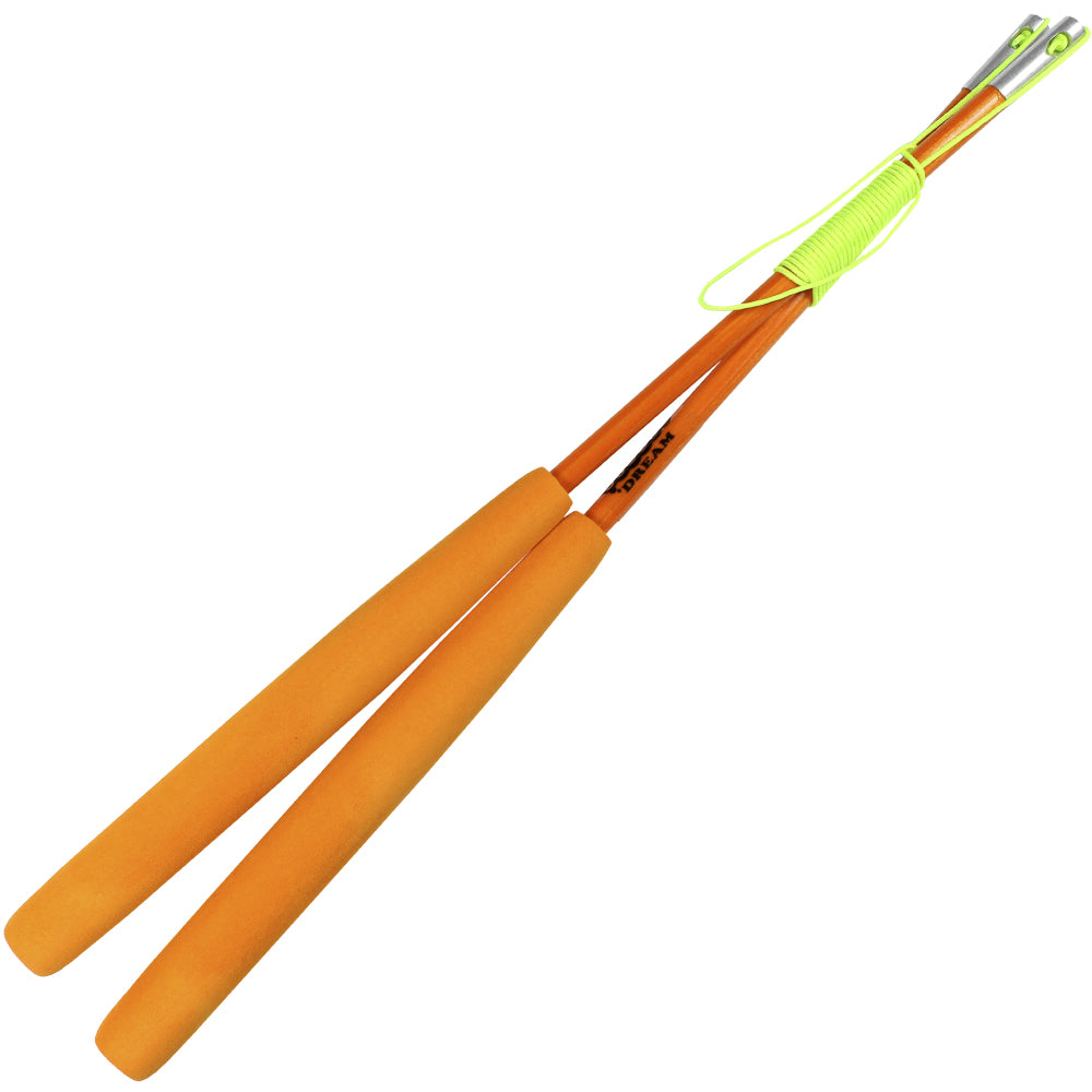 Orange handsticks on white background