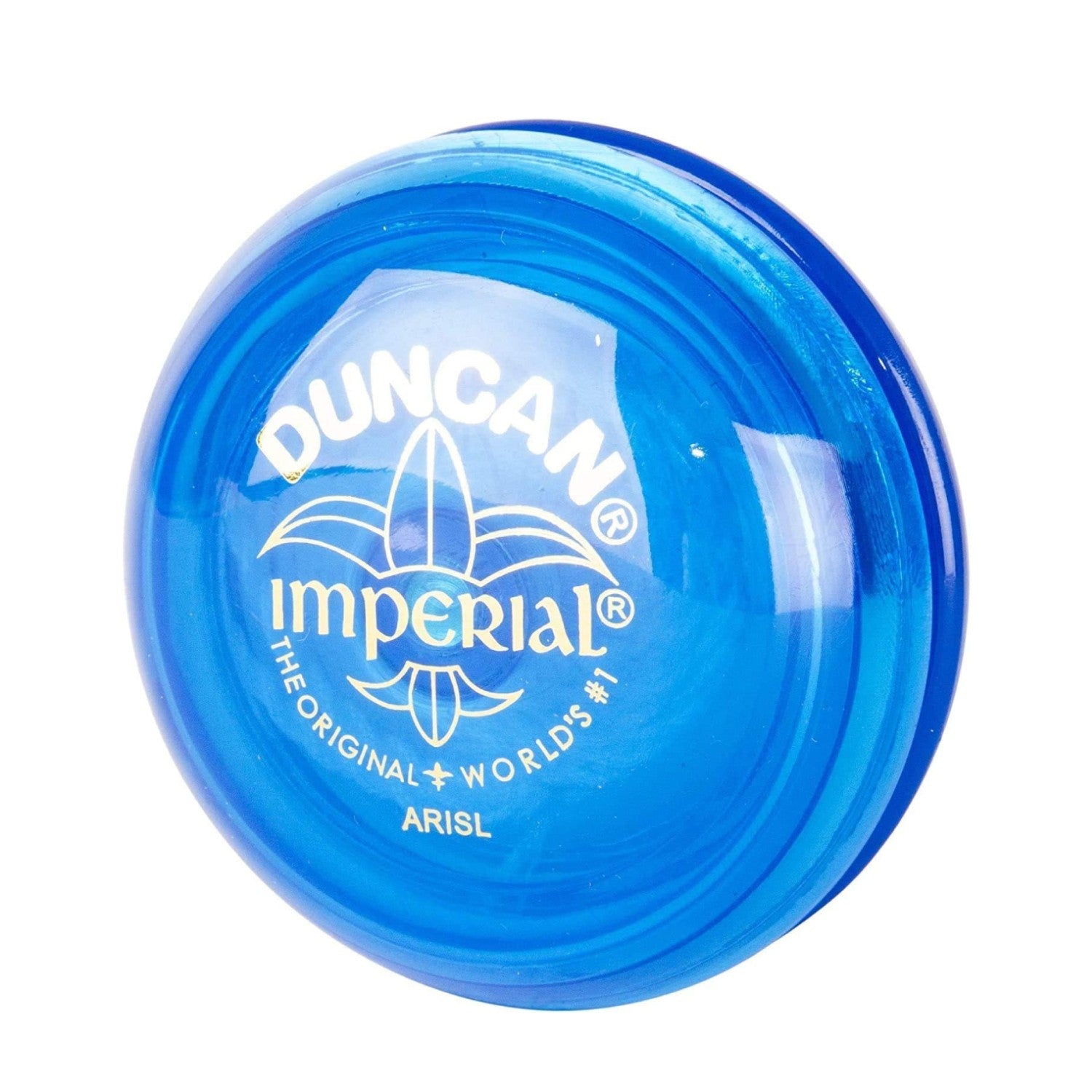 Blue Duncan Imperial yo-yo on a white background