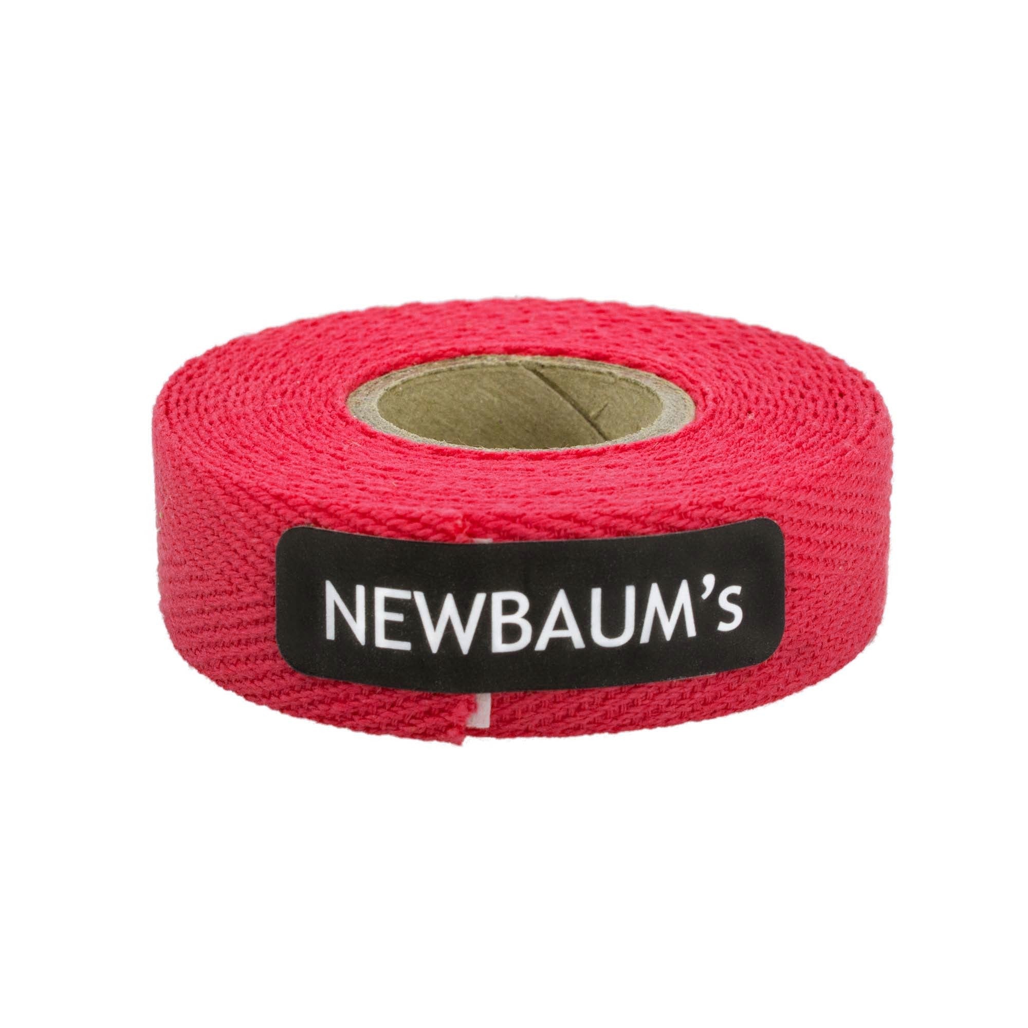 Red tape roll with Newbaum's label on a white background