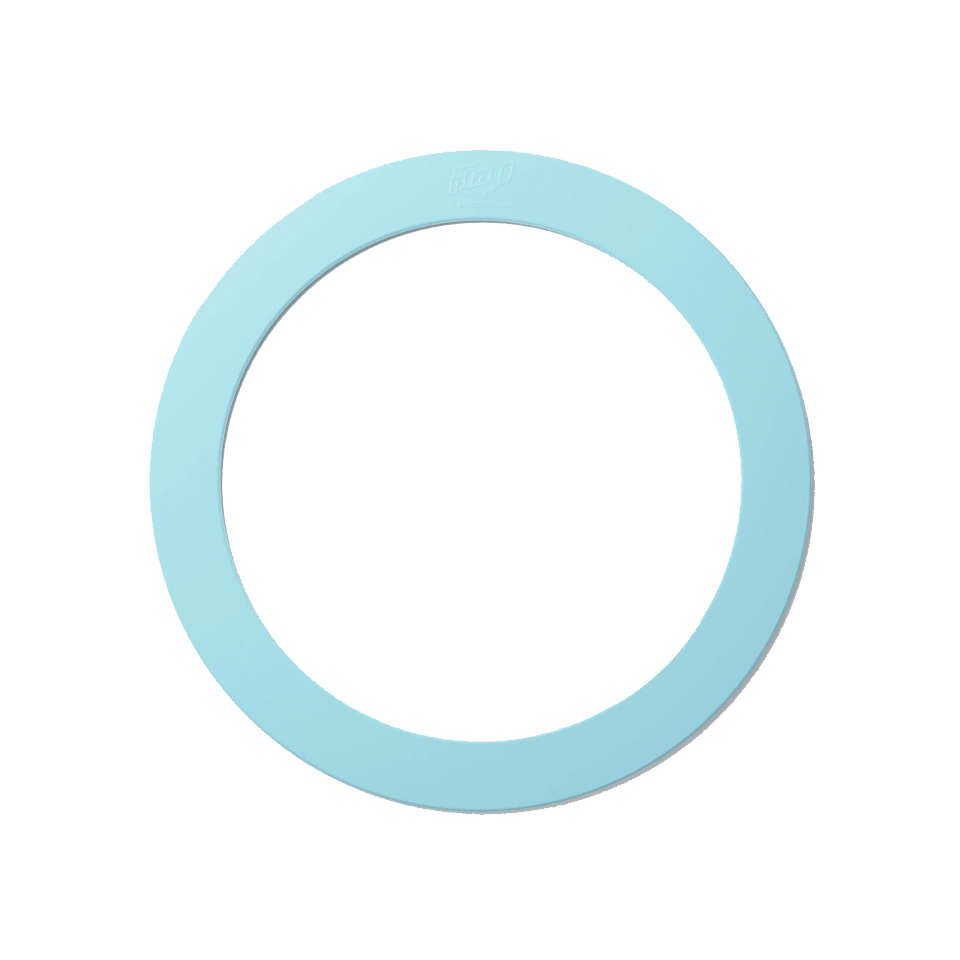 A single blue juggling ring on a white background.