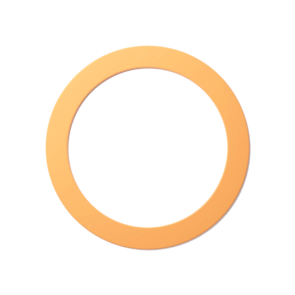A single pastel orange juggling ring on a white background.