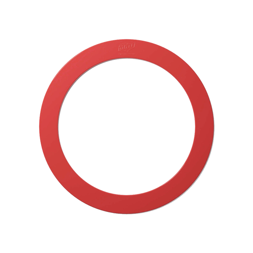 A single red juggling ring on a white background.