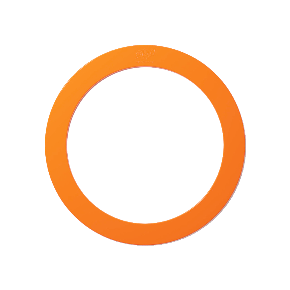 A single uv orange juggling ring on a white background.