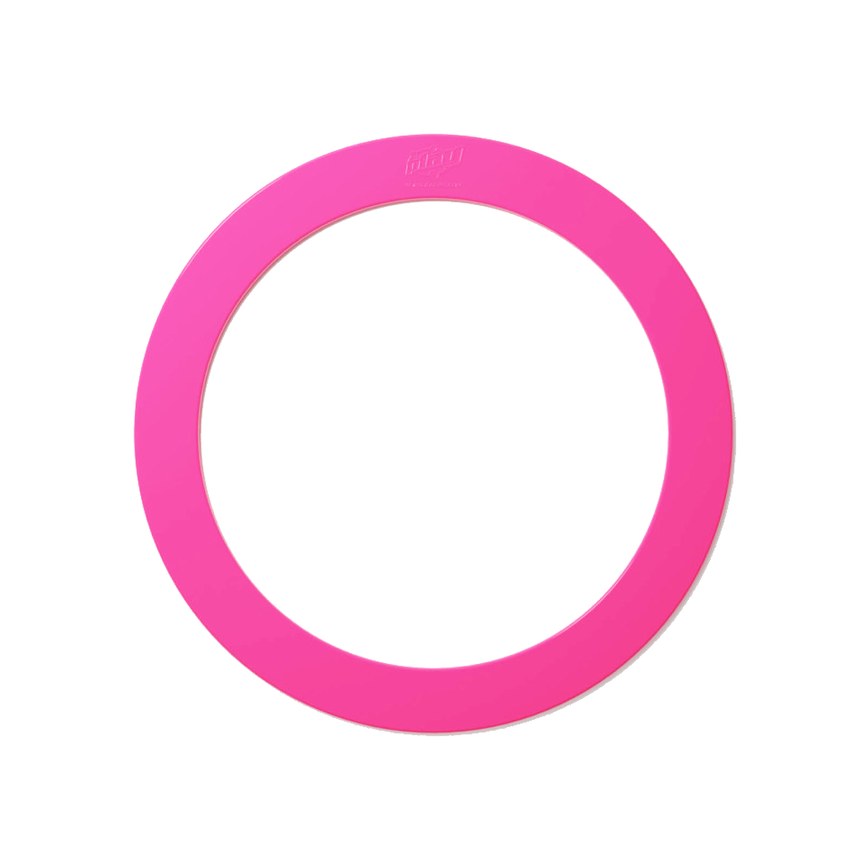 A single pink juggling ring on a white background.