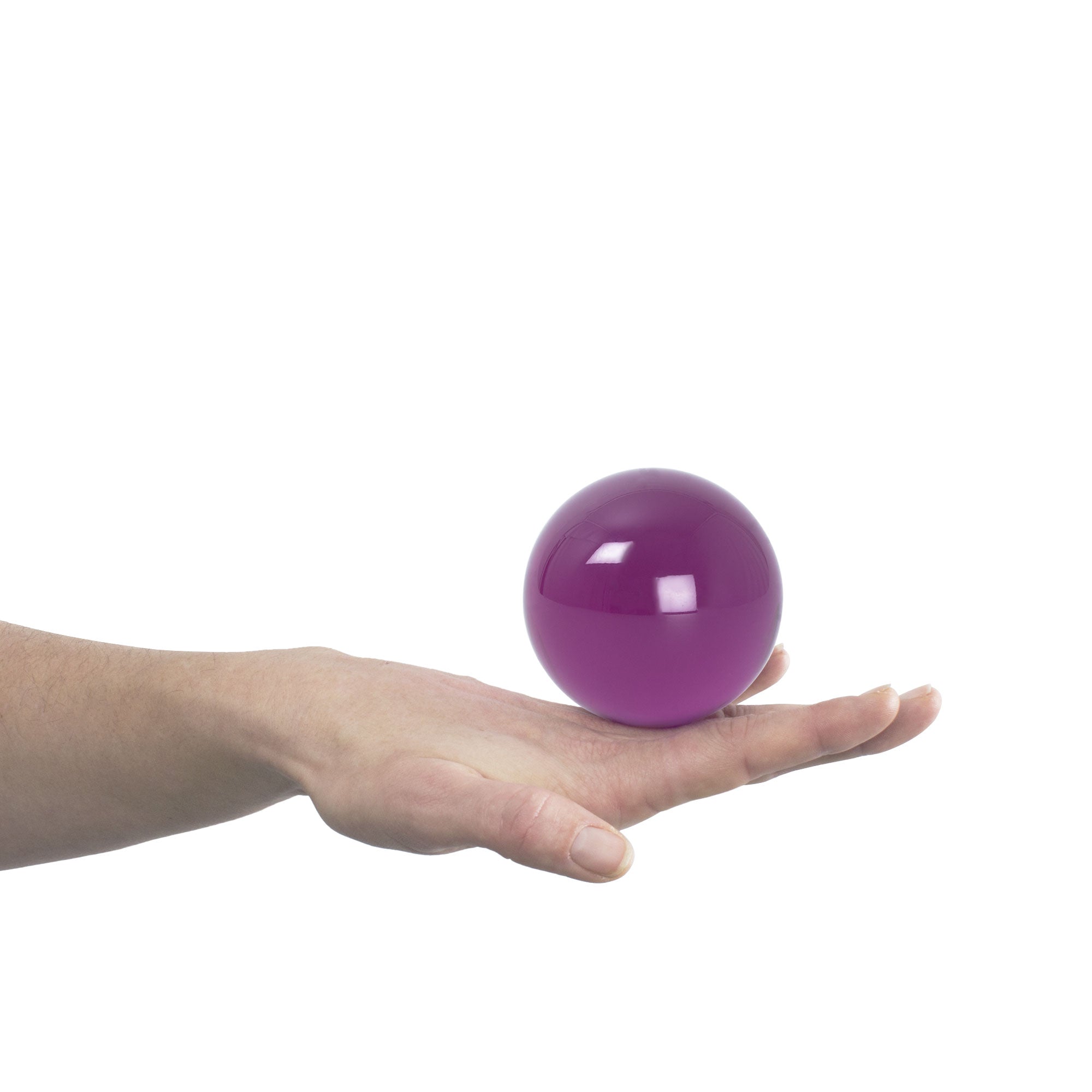 75mm purple contact ball balanced on hand