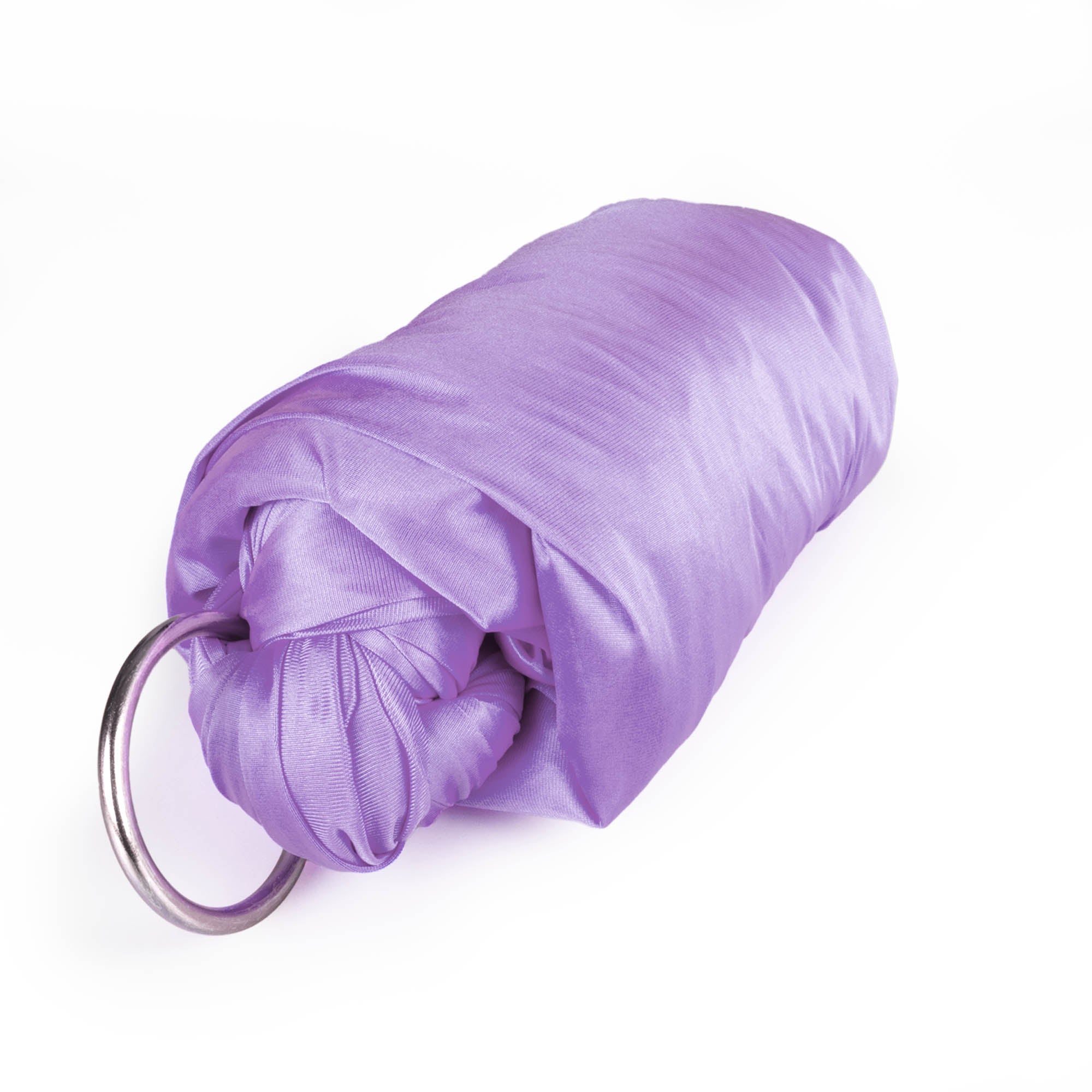 Lavender yoga hammock with O rings attached