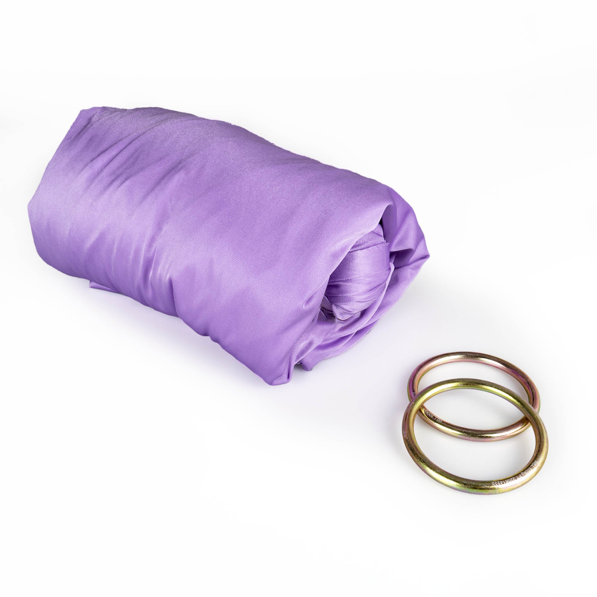 Lavender yoga hammock with O rings detached