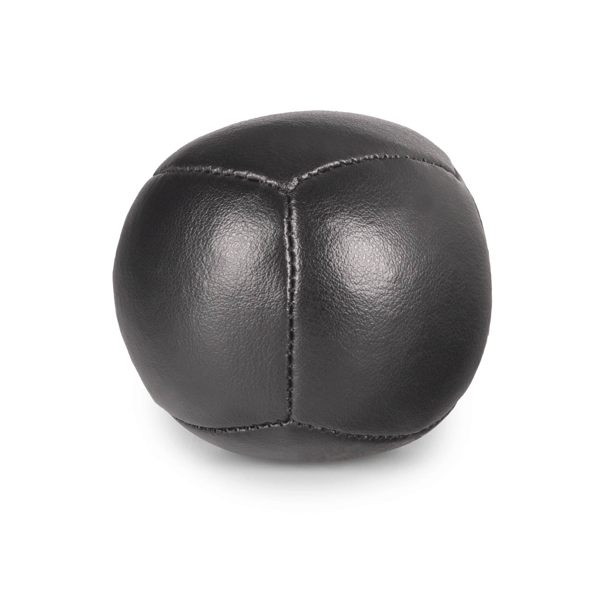 Firetoys black 110g thud juggling ball, straight on in a white background