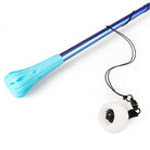 Blue allium wand, close up with handle and string