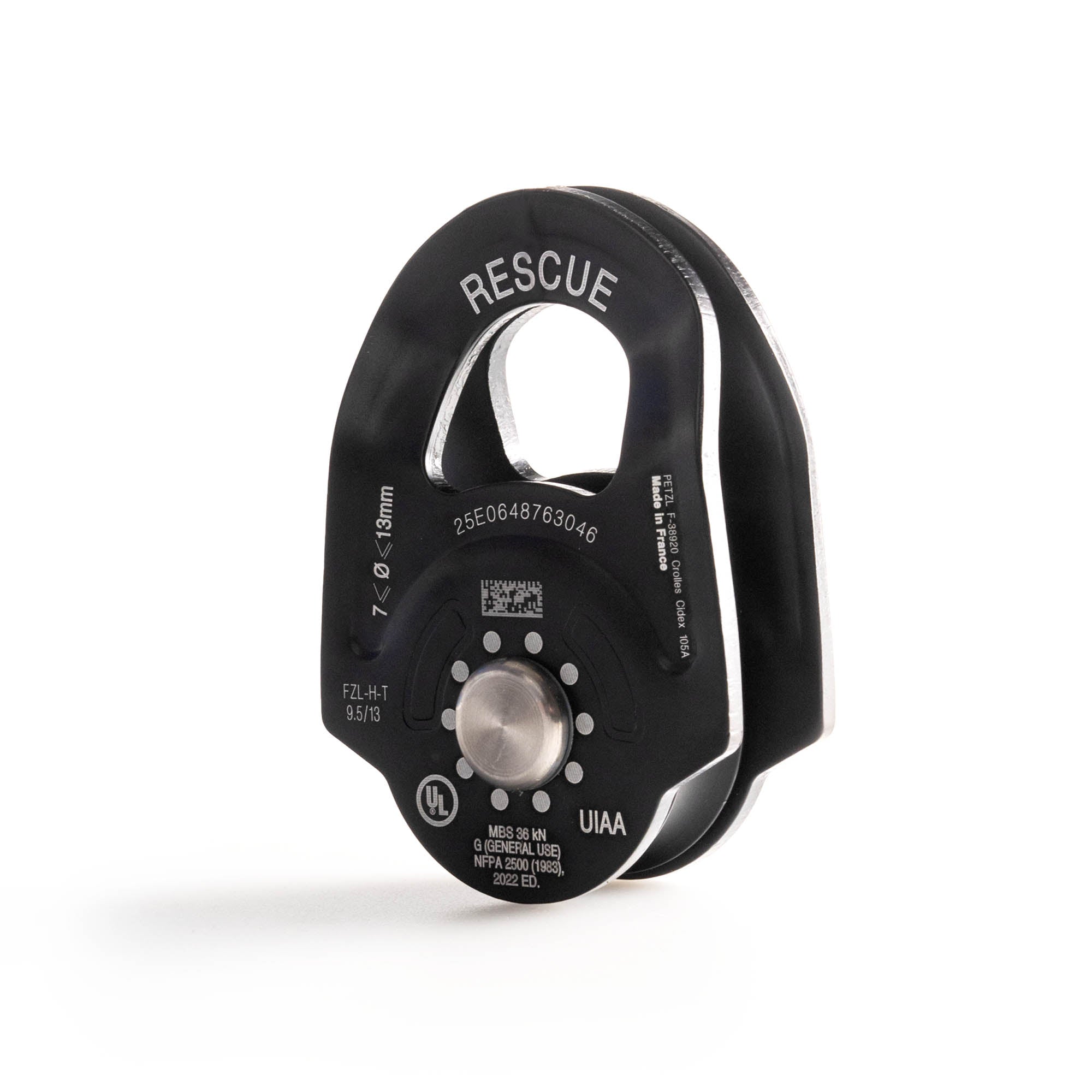 Petzl pulley rescue black at angle