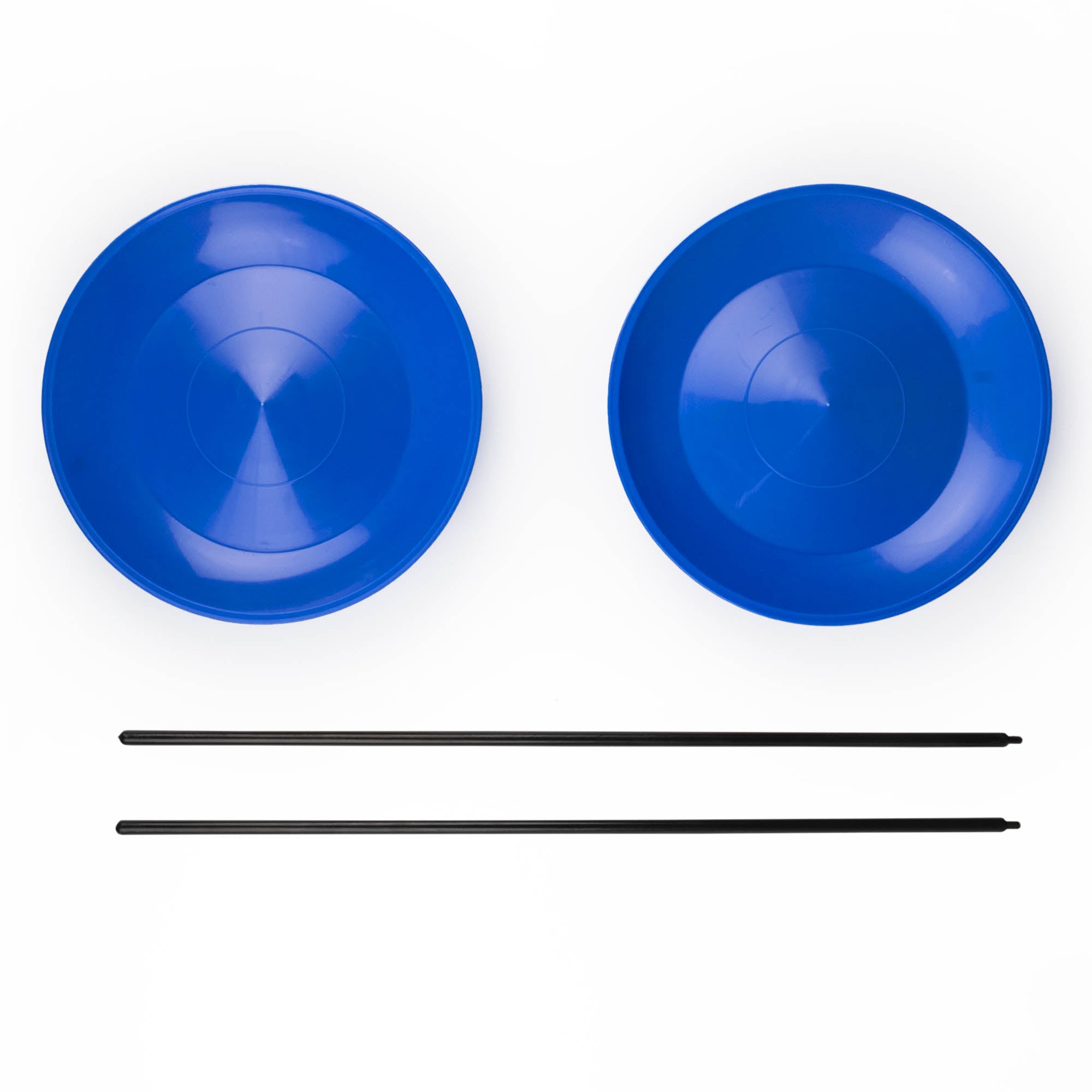 Status spinning plates 2 x blue with 2 sticks straight on