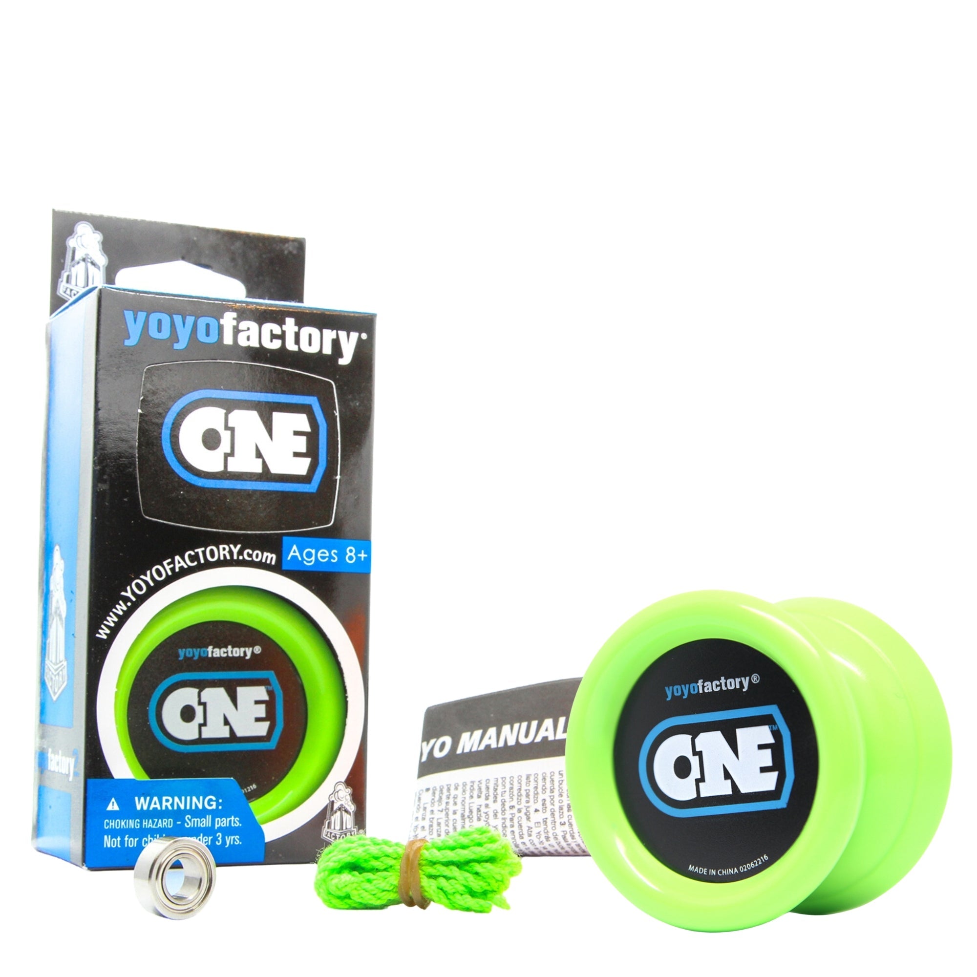 green yoyo with box and contents