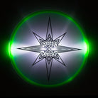 Aerobie skylighter green lit on black background