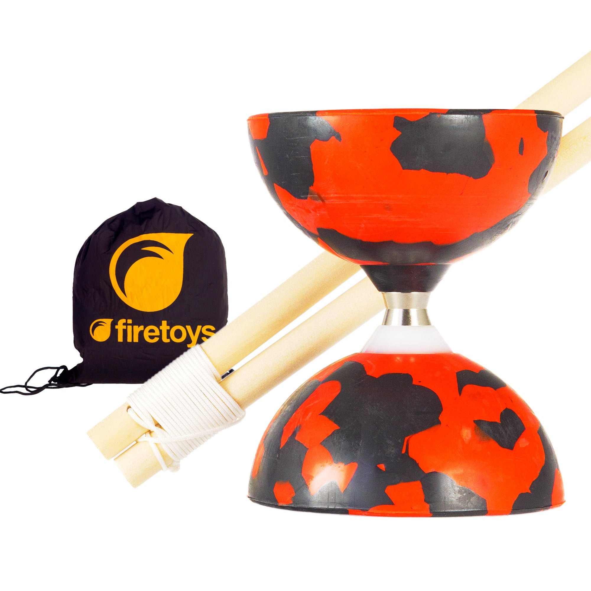red/black diabolo with wooden sticks