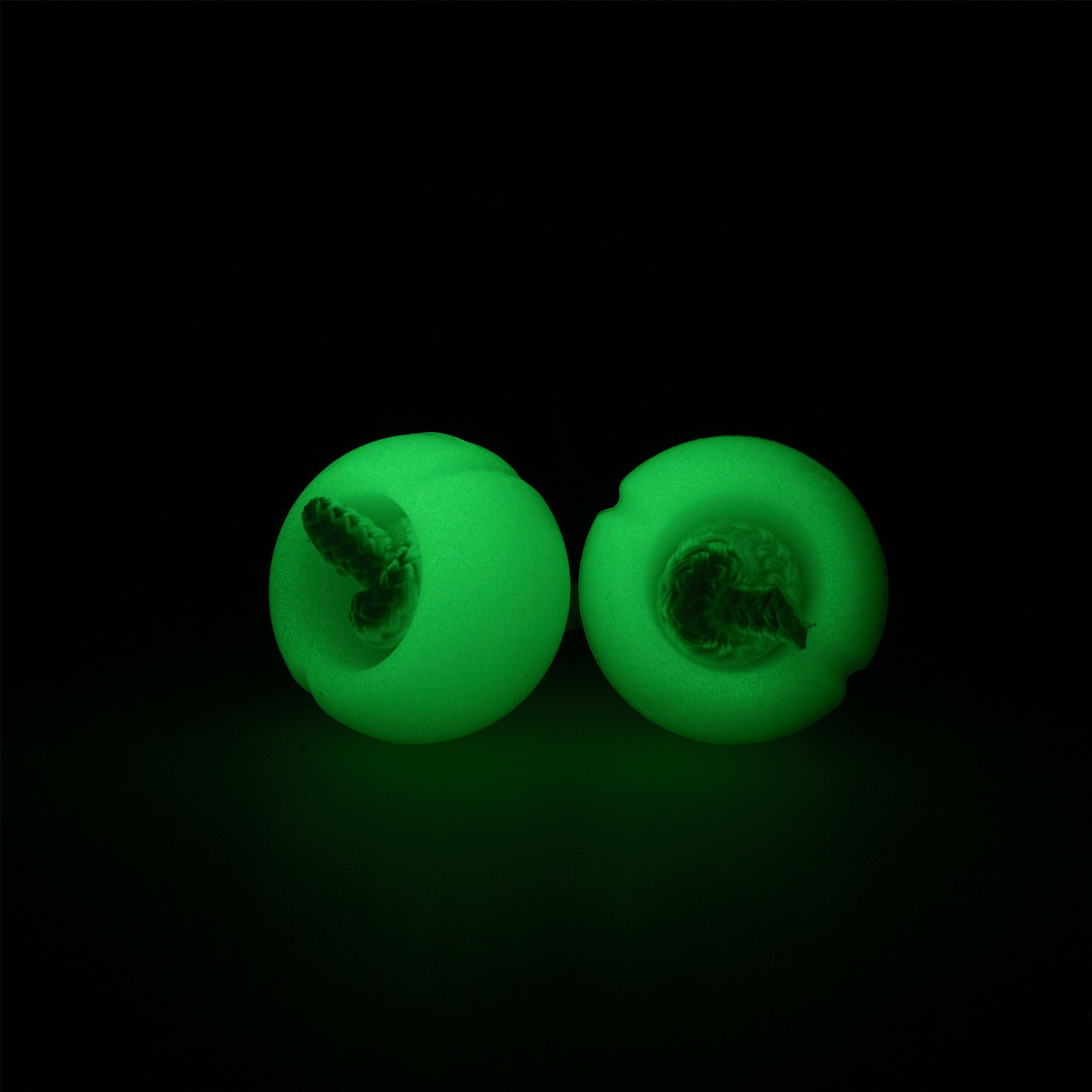 Silicone poi handles glowing in the dark